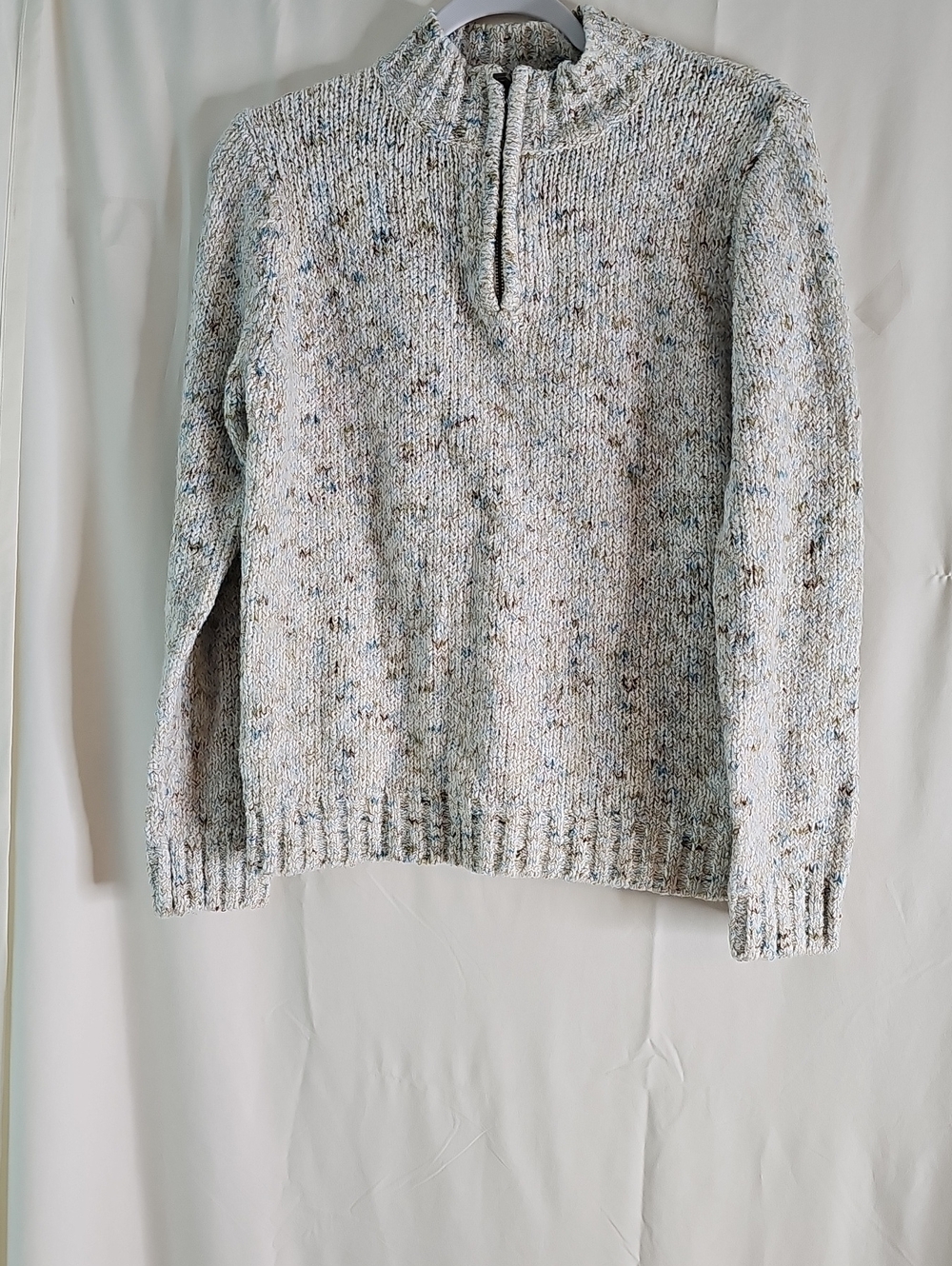 Croft & Barrow Cream Speckled Half-Zip Sweater